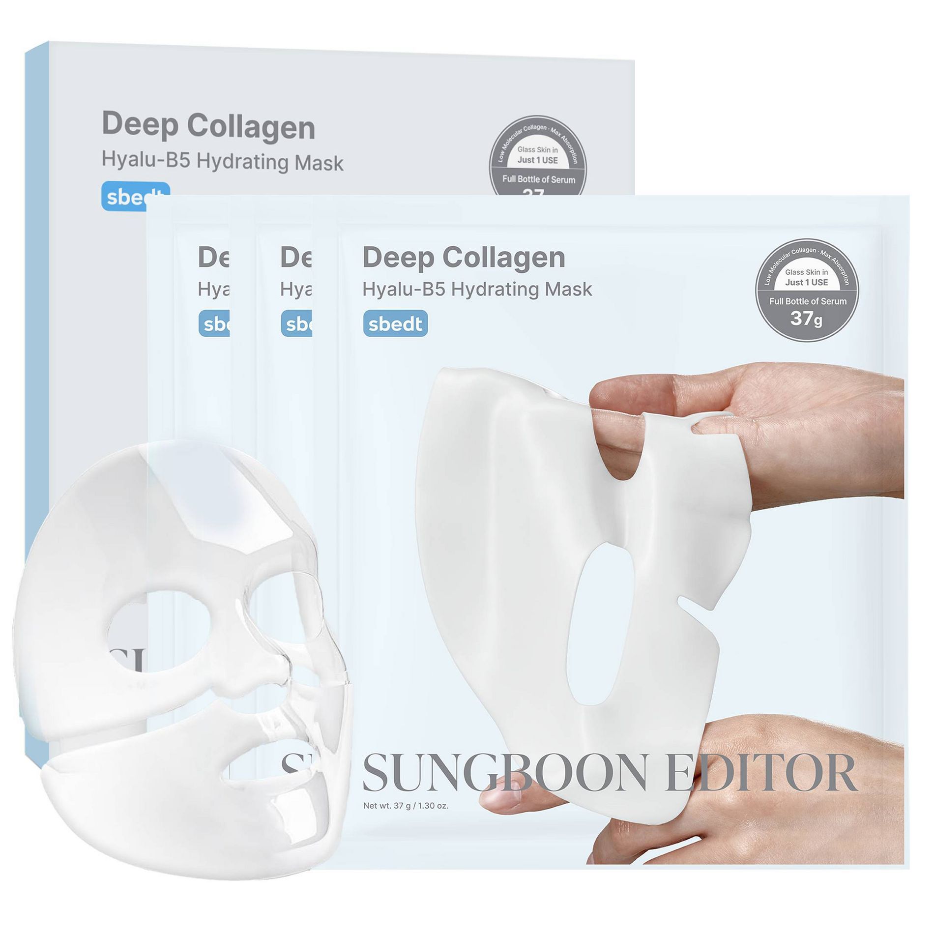 SUNGBOON EDITOR Deep Collagen Hyalu-B5 Hydrating Face Masks - Travel Size - 3pk - Beauty Studio