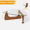 PAKASEPT Triangle Glass Coffee Table with Solid Wood Base, 50" Glass-Top Coffee Table, Modern End Table - 2 of 4