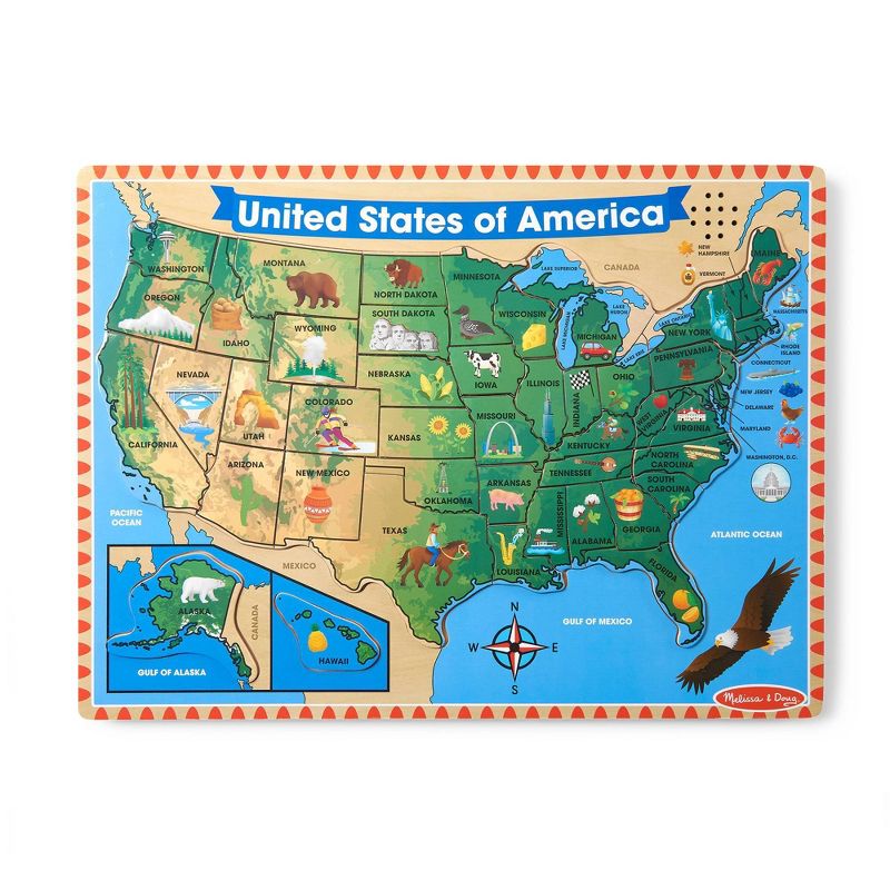 Melissa &#38; Doug USA Map Sound Puzzle - Wooden Peg Puzzle With Sound Effects (40pc), 1 of 11