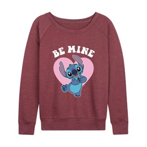 Women's - Lilo and Stitch - Be Mine Lightweight French Terry Wide Neck Long Sleeve Shirt - 1 of 4