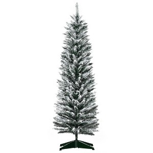Aghana Digitals 6' Slim White Artificial Christmas Tree with Snow-Flocked Branches, 390 Tips, Flame - 1 of 4