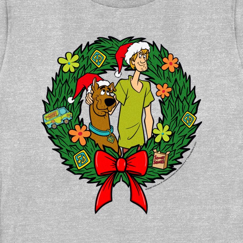 Women's Scooby Doo Christmas Shaggy and Scooby Wreath T-Shirt, 2 of 5