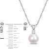 EVERLY JEWELRY | 14k White Gold Diamond and 7-7.5 MM Cultured Pearl Pendant with Chain, 17" - 4 of 4