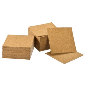 Unique Bargains Wood Self Adhesive Heat Insulation Cork Coasters 4-inch Brown - 1 of 3