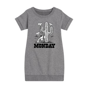 - Peanuts - Spike Cactus Monday Graphic Short Sleeve Fleece Dress - 1 of 4