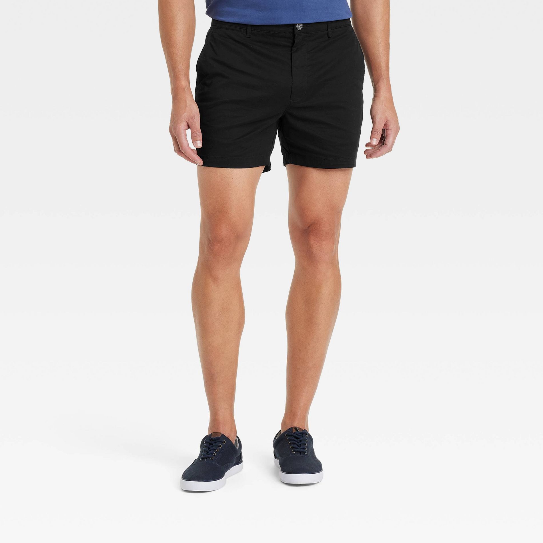 Men's Every Wear 5" Flat Front Chino Shorts - Goodfellow & Co™ Black 40: Slim Fit, Mid Rise, Stretch Poplin