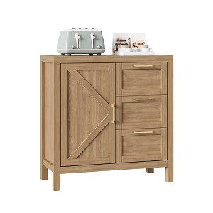 Buffet Cabinet with Storage, Wooden Storage Cabinet with 3 Drawers, Coffee Bar with Adjustable Shelf, Strong Wood Feet, Sideboard for Living Room - 1 of 4