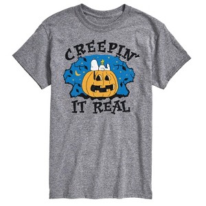 Men's - Peanuts - Creepin It Real Halloween Short Sleeve Graphic T-Shirt - 1 of 4