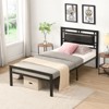 Twin Size metal bed Sturdy System Metal Bed Frame, Modern style and comfort to any bedroom, black - 2 of 4