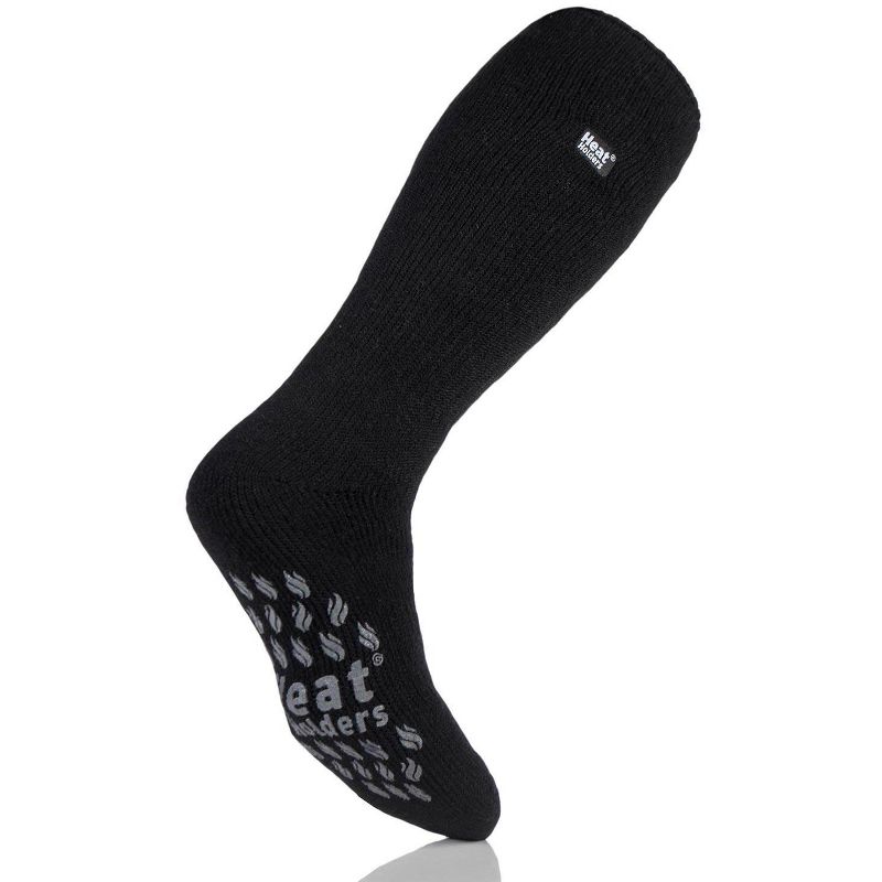 Men's Long Slipper Socks | Size Men's 7-12 - Black With Grey Grip, 1 of 2