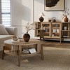 LuxenHome Round Coffee Table with Storage, 31.5" Oak Finish Manufactured Wood Accent Tables with Rubberwood Legs for Living Room, Home Brown - 3 of 4