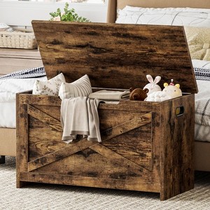 COZONY 30" Wooden Storage Chest Bench with Safety Hinge, Easy-Assembly Large Shoe Bench for Entryway, Living Room & Bedroom - 1 of 4