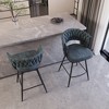 26" Suede Woven Bar Stool Set of 2, 360¡ã Swivel Counter Stools with Back, Armrest, Footrest, Metal Legs - 3 of 4