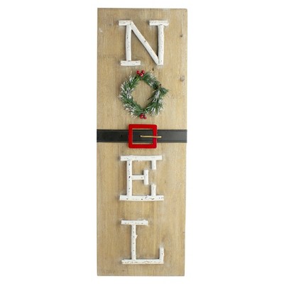 Northlight 23.75" Vertical Beige Wooden Noel Christmas Sign with Santa's Belt