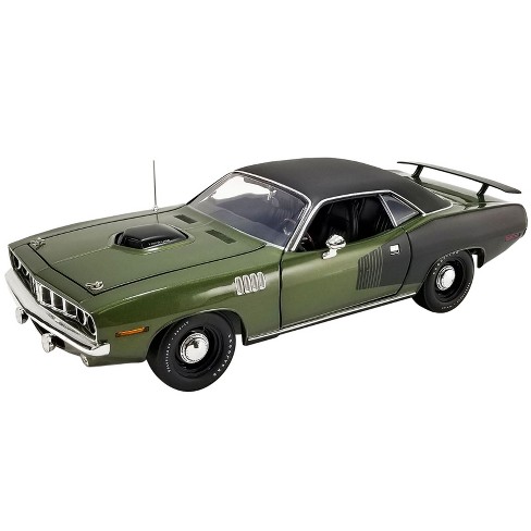 1971 Plymouth Hemi Barracuda Ivy Green with Black Graphics and Black Vinyl  Top Ltd Ed to 276 pcs 1/18 Diecast Model Car by ACME