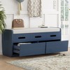 Storage Bench, Soft Storage Bench With Detachable Cushion Seat, 2 Drawers, Hidden Storage Space, Shoe Entryway Bench For Living 4.6"H, Navy - 2 of 4