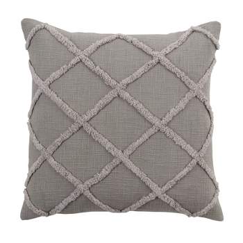 Saro Lifestyle Diamond Design Tufted Poly Filled Pillow