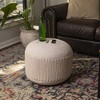 BirdRock Home Woven Knitted Indoor or Outdoor Pouf - Natural - 2 of 3