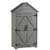 Lorna Wooden Patio Storage Shed Cabinet, Wood Tool Shed with Shelves and Latch, Outdoor Furniture - Maison Boucle - 2 of 4