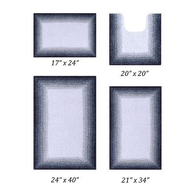 Better Trends Torrent 100% Cotton Tufted Non- Slip Backing 4 PC (17" x 24" | 20" x 20" | 21" x 34" | 24" x 40") Bath Rug Set - Gray