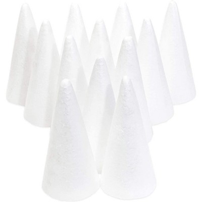 Bright Creations 12 Pack Foam Cones for Crafts, Trees, Holiday Decorations, Handmade Gnomes, Classroom Activities (White, 2.7 x 5.5 In)