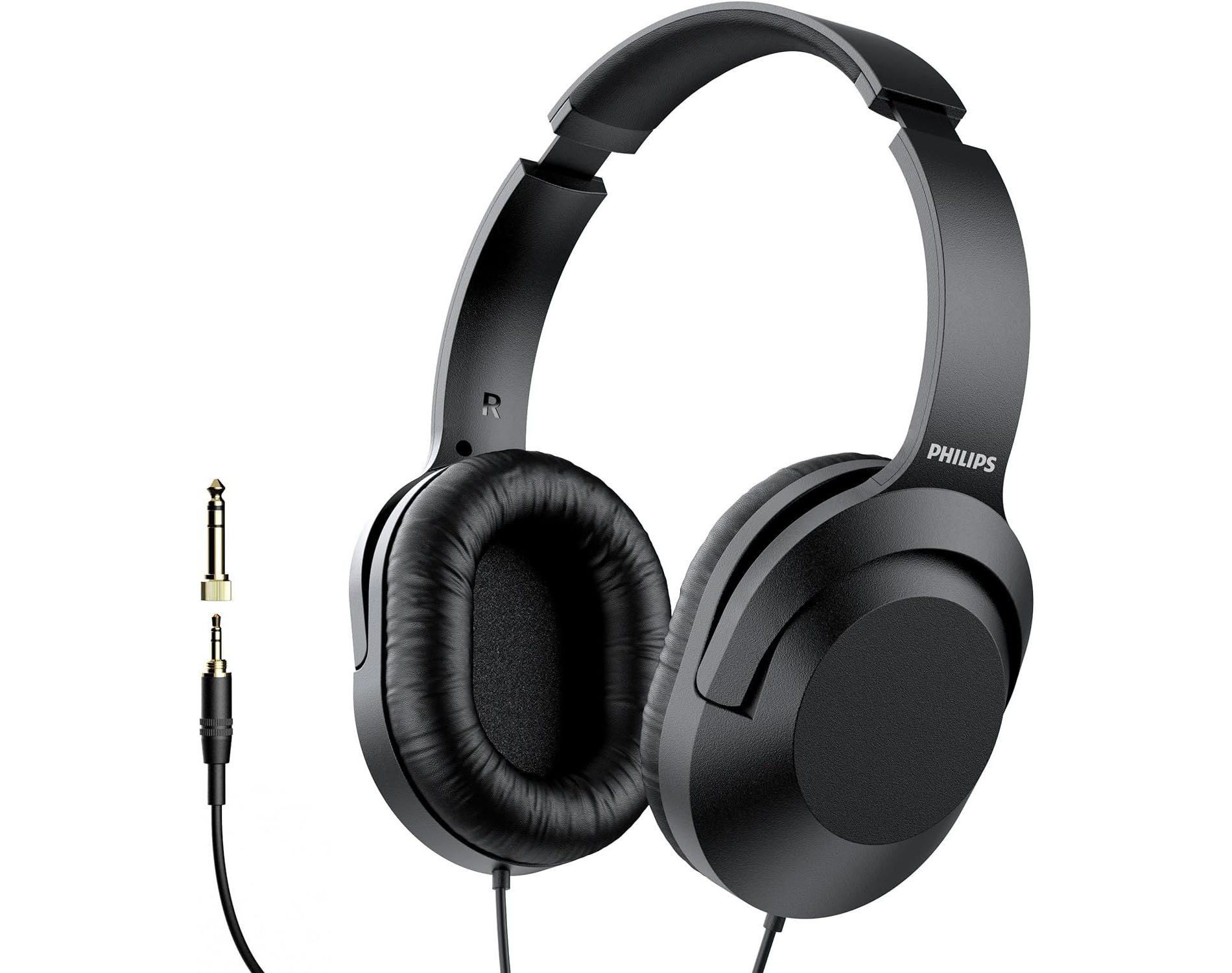 PHILIPS Over Ear Wired Headphones with 3.5mm Jack, Balanced Sound, Comfortable Design for Podcasts, Studio & Recording Keyboard- Black
