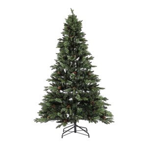 7.5' Green Pre-Lit Artificial Christmas Tree With Pine Cones - Safavieh - 1 of 4