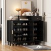 Whisen Contemporary Shoe Cabinet with Adjustable Shelves, Solid Wood Legs & Storage Sideboard - 2 of 4