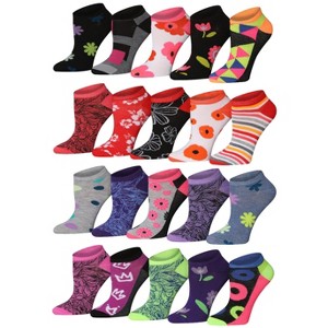 Tipi Toe Women's 20 Pairs Colorful Patterned Funky Floral Low Cut/No Show Socks - 1 of 1