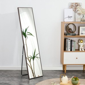 SEVOBAL Full Length Mirror with Solid Wood Frame Shatterproof Glass for Bedroom Living Room Hallway, Gray,Transparent, 58"*15"*0.79" - 1 of 4