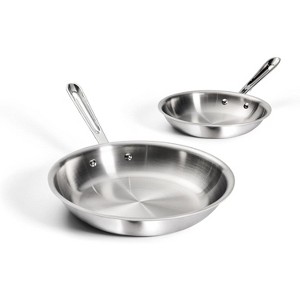 All-Clad D3 3-Ply Stainless Steel Fry Pan Set 2 Piece, 8, 10, Inch Induction Oven Broiler Safe 600F Pots and Pans, Cookware Silver - 1 of 4