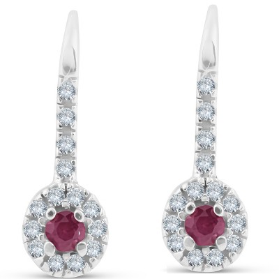 Pompeii3 1/4ct Ruby & Diamond Drop White Gold Earrings 14K White Gold