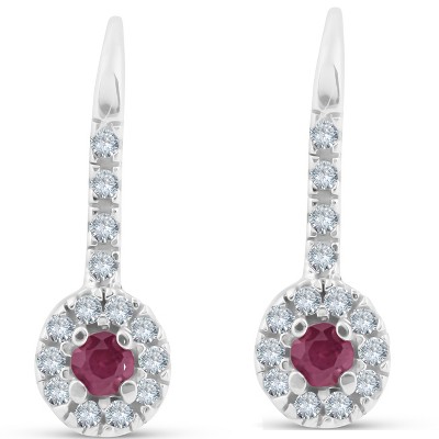  Pompeii3 1/4ct Ruby & Diamond Drop White Gold Earrings 14K White Gold 