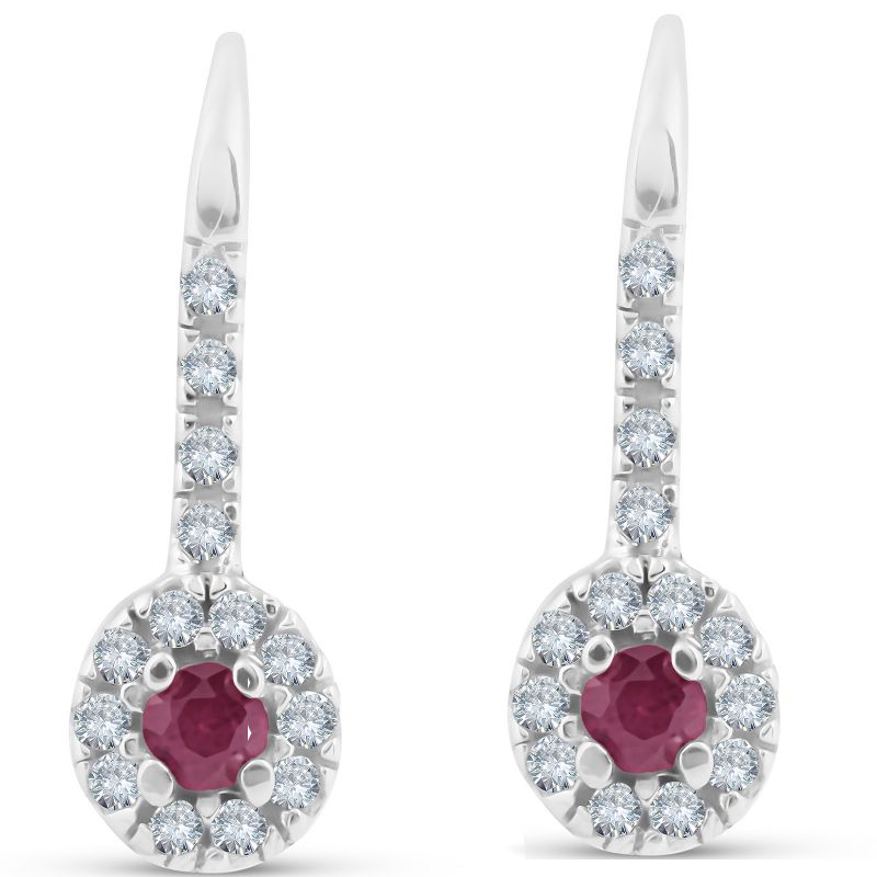 Pompeii3 1/4ct Ruby & Diamond Drop White Gold Earrings 14K White Gold, 1 of 5