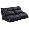 Costway PU Leather Foldable Modern Leisure Floor Sofa Bed Video Gaming 2 Pillows Black - 4 of 4