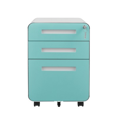 3 Drawer Mobile File Cabinet with Lock, Metal Under Desk Rolling Filing Cabinets, Fully Assembled 5-Wheel Office Cabinet for Home Office Letter