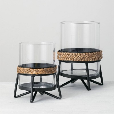 Sullivans Set of 2 Pillar Candle Holder 9.5"H & 7.25"H Black