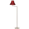 360 Lighting Modern Swing Arm Floor Lamp 60.5" Tall Brushed Nickel Red Silk Dupioni Bell Shade for Living Room Reading Bedroom Office - 3 of 4