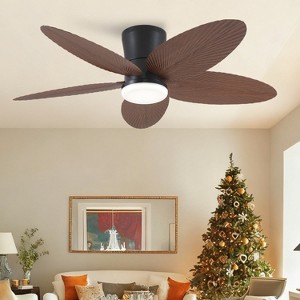 36 or 42 or 48 inch Low Profile Flush Mount Ceiling Fan with LED Light and Remote - 1 of 4