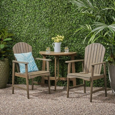 3pc Oso Acacia Wood Half-Round Patio Bistro Set Gray - Christopher Knight Home