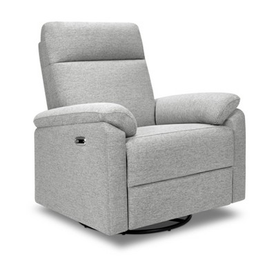 Frost Grey Upholstered Wood Swivel Recliner Chair