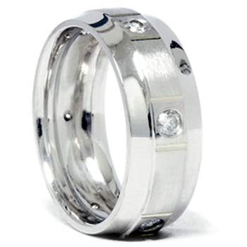 Pompeii3 Mens 3/4ct Comfort Fit 14K White Gold Diamond Wedding Band Ring