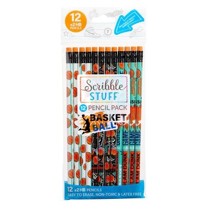 Scribble Stuff 12ct Poly Bag Pencils Basketball