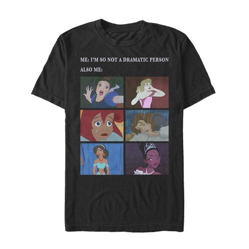 Men s Disney Princesses Dramatic Person Squares T shirt Black Large Target