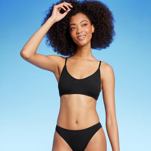 Women's Longline Ribbed Bikini Top - Shade & Shore™ Black L : Target