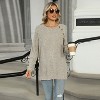 Coolmee Womens Sweaters Fall Winter Crewneck Long Sleeve Shirts Fall Outfits Fashion Clothing Side Slit Shirt with Button - 2 of 4