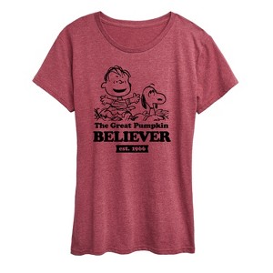 Women's - Peanuts - The Great Pumpkin Believer Short Sleeve Graphic T-Shirt - 1 of 4