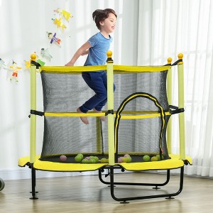 VYNXARIA 4.6FT Kids Trampoline with Safety Enclosure & Ball Pit, Yellow - 1 of 4