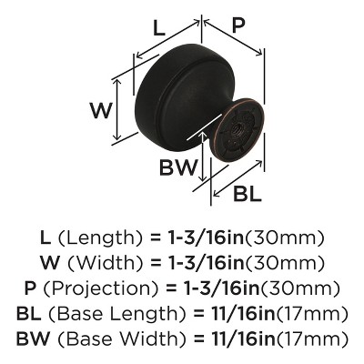 Dark Oiled Bronze Round Cabinet Knob with Mounting Hardware