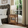 Bekrvio 18-Inch Boho Rattan Nightstand Set of 1/2, Bedside Table w/Drawer & Brass Knobs, Wood End Table w/Open Shelf for Bedroom/Living Room - 4 of 4
